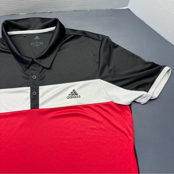 Adidas Golf Climalite Blocked Men's Polo Shirt Red/Gray/Black Sz Large - Picture 5 of 10